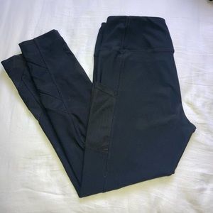 Black Athletic Leggings with Mesh Cut-outs